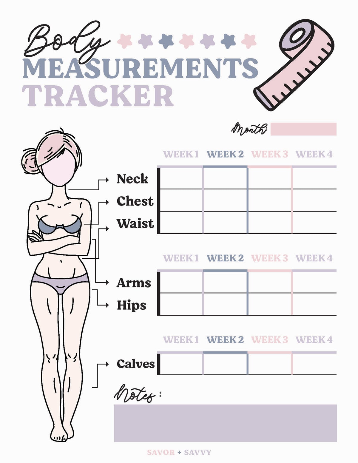 free weight loss tracker printable - savor + savvy